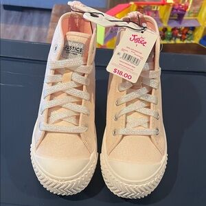 Justice Light Pink Sneakers with Silver Laces